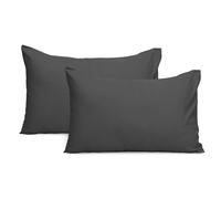 Imperial Rooms Pillow Cases 2 Pack Brushed Microfibre Pillow Covers (Charcoal, Pillow Cases 2 Pack)