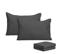 Imperial Rooms Pillow Cases 4 Pack Super Soft Easy Care Fade Resistant Hypoallergenic Brushed Microfibre Pillow Covers (Charcoal, Pillowcases 4 Pcs)