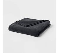 Imperial Rooms Plain Plush Faux Fur And Flannel Reversible All Season Comfort Blanket Black Super King
