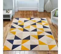 Imperial Rooms Rugs for Bedroom - Area Rugs Living Room 80x150 Cm Super Soft Modern Floor Carpet Durable Yellow Triangle Pattern Rug Easy to clean (Brio)