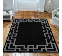 Imperial Rooms Rugs Living Room 120 x 170 Cm - Large Area Rugs for Bedroom Greek Key Style Modern Floor Carpet Non Shedding Super Soft Nico Black Rug Easy to Clean