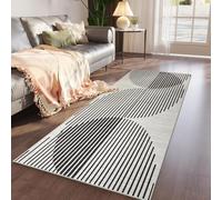 Imperial Rooms Rugs Living Room - Cream Runner Rug for Hallway Soft Touch Geometric Modern Floor Carpet Runners Non Shedding Abstract Large Rugs Easy Care (80 x 300 Cm, Jett)