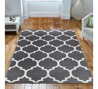 Imperial Rooms Rugs Living Room Large 160x230 Cm - Rugs for Bedroom Trellis Style Modern Floor Carpet Non Shedding Durable Super Soft Ava Grey Area Rug Easy Care