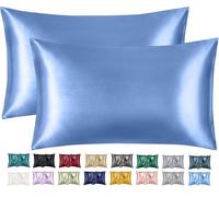 Imperial Rooms Satin Pillowcase 2 Pack - Satin Silk Pillowcases for Hair and Skin, Gifts for Women - Sky Blue Pillow cases with Envelope Closure (50x75 cm)