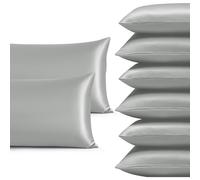 Imperial Rooms Satin Pillowcase 6 Pack - Satin Silk Pillowcases for Hair and Skin, Gifts for Women - Silver Pillow cases with Envelope Closure (50x75 cm)