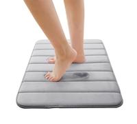 Imperial Rooms Silver Memory Foam Bath Mat (50x80 cm) - Bathroom Mats Non Slip Machine Washable Mat Super Absorbent Bath Mats for Bathroom