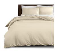 Imperial Rooms Single Duvet Cover Set Brushed Microfiber Plain Bedding Bed Set Button Closure Ultra Soft 2 PCs Quilt Cover with Pillow Case (135 x 200 Cm Cream)