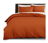 Imperial Rooms Single Duvet Cover Set Brushed Microfiber Plain Bedding Set - Button Closure Ultra Soft 2 PCs Quilt Cover with Pillow Case (135 x 200 Cm) - Rust