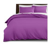 Imperial Rooms Single Duvet Cover Set Brushed Microfiber Plain Purple Bedding Set - Button Closure Ultra Soft 2 PCs Quilt Cover with Pillow Case (135 x 200 Cm)