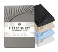 Imperial Rooms Single Fitted Sheet 16"/40CM - Extra Deep Brushed Microfiber Bed Sheets Easy Care Soft Breathable Fitted Bed Sheet - Shrinkage and Fade Resistant (Grey)