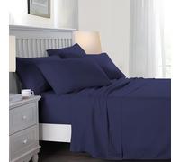 Imperial Rooms Single Flat Sheet 100% Egyptian Cotton Bed Sheets 200 Thread Count Breathable and Hypoallergenic Non Iron Fade Resistant Hotel Quality Navy Sheet