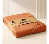 Imperial Rooms Single Sheet Fitted Bed Sheets Rust 30 Cm Deep Pocket 12 Inch Ultra-Soft Bottom Bedsheets Easy Care - Brushed Microfiber Anti-Wrinkle Shrinkage Breathable Fade-Resistant