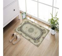 Imperial Rooms Small Bedside Rug 40x60 cm Machine Washable Non Slip - Fluffy, Short Pile Traditional Design Vintage Area Rugs for Bedroom Kids Room Kitchen, Entryway Door mat (Willow Grey)