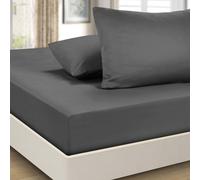 Imperial Rooms Small Double Fitted Sheet - Extra Deep Brushed Microfiber Bed Sheets 16"/40CM - Easy Care Soft Breathable Bed Sheet - Shrinkage and Fade Resistant (Charcoal)