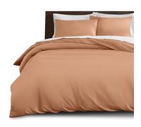 Imperial Rooms Super King Duvet Set Brushed Microfiber 3 Piece Plain Bedding Sets with Pillow Cases -Ultra Soft Duvet Cover with Button Closure (260 x 220 Cm) - Peach