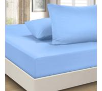 Imperial Rooms Super King Fitted Sheet 40cm/16" - Extra Deep Brushed Microfiber Bed Sheets Easy Care Soft Fitted Bed Sheet - Shrinkage and Fade Resistant (Light Blue)