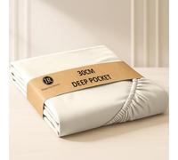 Imperial Rooms Super King Fitted Sheet Cream 30 Cm Deep Pocket 12 Inch Ultra-Soft Super King Bed Sheet Easy Care - Soft Brushed Microfiber Anti-Wrinkle Shrinkage Breathable Fade-Resistant