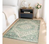 Imperial Rooms Vintage Green Rugs Living Room 80x150 cm Soft Low Profile Bedside Rugs for Bedroom Non Shedding Hallway Carpet Runner Anti Slip Rug for Kids Room Kitchen (Ember)
