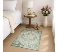 Imperial Rooms washable Rugs for Bedroom Vintage Green 60x110 cm Soft Carpet for Kitchen Anti Slip Backing Door Mat kids Room Hallway Short Pile Vintage Design Entryway Mats (Ember)