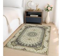 Imperial Rooms Washable Rugs Living Room 80x150 cm - Soft Short Pile Grey Area Rugs For Bedroom, Kitchen Non Slip Carpet Bedside Rug Traditional Floral Design Vintage Boho Cashmere Rug, Willow Grey