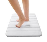 Imperial Rooms White Memory Foam Bath Mat (50x80 cm) - Bathroom Mats Non Slip Machine Washable Mat Super Absorbent Bath Mats for Bathroom