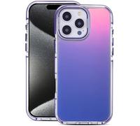 IMPERIAL STUDIOS Iphone 15 pro max case - Clear Holographic Apple Purple Case - Slim fit Shockproof Cover with Built-in Camera Metal Kickstand, Gradient Iridescent Matte Finish