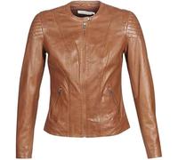 IMPERIAL STUDIOS Ladies leather Jacket - Real Lambskin Moto Biker Coat for Women - Short Slim Fit Cross Zip Bomber Style with Pockets - Brown Fashion Outwear (M)