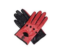 IMPERIAL STUDIOS Womens Genuine Leather Waterproof Touchscreen Hand Warmer Winter Red And Black Gloves For Driving, Cycling, Riding, Motorcycle, Driving Outdoor Sports Leather Gloves (Red, L)