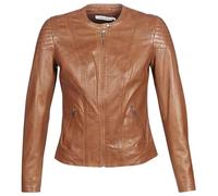 IMPERIAL STUDIOS Women's Real Lamb Leather Moto Biker Jacket - Slim Fit Casual Brown Short Biker Bomber Outwear with zip pockets - Fitted Zip Up Stylish Coat for Ladies- L(also in M,2XL,XL)