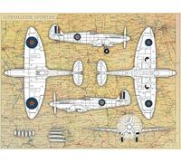 Imperial War Museum Spitfire 1000 Piece Jigsaw Puzzle - 90th Anniversary Edition | Supermarine Spitfire WWII Aircraft Puzzle for Adults | Vintage Wartime Map Design | Aviation Gift
