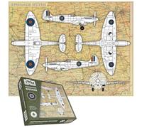 Imperial War Museum Spitfire 1000 Piece Jigsaw Puzzle - 90th Anniversary Edition | Supermarine Spitfire WWII Aircraft Puzzle for Adults | Vintage Wartime Map Design | Aviation Gift
