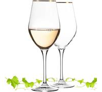 Imperial Wine Glasses with Gold Rim 300 ml Set of 2 Universal Wine Glasses Made of Crystalline Glass White Wine Glass Red Wine Glass