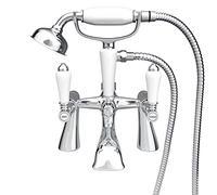 Imperior Traditional Chrome Deck Mounted Bath Shower Mixer Tap with Handheld Kit