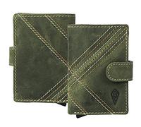 Imperious Unisex Genuine Leather Debit Credit RFID Blocking Card Holder Wallet for Men Women, Vintage Green, S, Card Holder