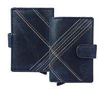 Imperious Unisex Genuine Leather Debit Credit RFID Blocking Card Holder Wallet for Men Women, Vintage Navy, S, Card Holder