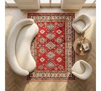 Imperium Homeware Machine Washable Rug, 120x170cm, Non-Slip Backing, Short Pile, Non-Shedding, Pet-Friendly - Area Rug for Living Room & Bedroom, Traditional Medallion, Persian Red