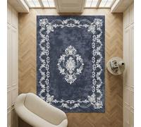 Imperium Homeware Machine Washable Rug, 120x170cm, Non-Slip Backing, Short Pile, Non-Shedding, Pet-Friendly - Area Rug for Living Room & Bedroom, Imperial Eclipse Charcoal with Ivory Detailing