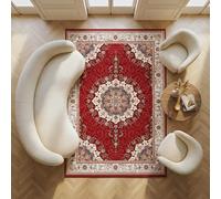 Imperium Homeware Machine Washable Rug, 120x170cm, Non-Slip Backing, Short Pile, Non-Shedding, Pet-Friendly - Area Rug for Living Room & Bedroom, Heritage Red