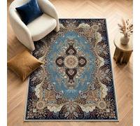 Imperium Homeware Machine Washable Rug, 200x300cm, Non-Slip Backing, Short Pile, Non-Shedding, Pet-Friendly - Area Rug for Living Room & Bedroom, Regal Sapphire
