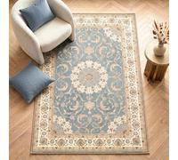 Imperium Homeware Machine Washable Rug, 200x300cm, Non-Slip Backing, Short Pile, Non-Shedding, Pet-Friendly - Area Rug for Living Room & Bedroom, Heritage Aegean Gold