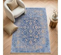 Imperium Homeware Machine Washable Rug, 200x300cm, Non-Slip Backing, Short Pile, Non-Shedding, Pet-Friendly - Area Rug for Living Room & Bedroom, Riviera Blue
