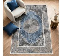 Imperium Homeware Machine Washable Rug, 80x150cm, Non-Slip Backing, Short Pile, Non-Shedding, Pet-Friendly - Area Rug for Living Room & Bedroom, Moonstone Ash Grey