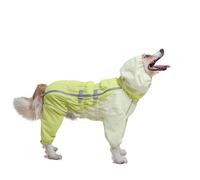 Impermeable para perro, chamarra reflectante Ligera para mascotas, impermeable para perro con Correa Ajustable para el vientre para Perros pequeños, medianos y Grandes (Yellow, 4XL)
