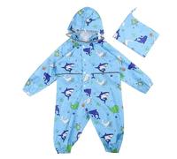 Imperméables Enfant Combinaison De Pluie Poncho Imperméable Filles Manteaux Imperméables À Capuche Imperméable Une Pièce Réutilisable Outdoor Vêtements De Pluie (Sky Blue 8-9 Years)