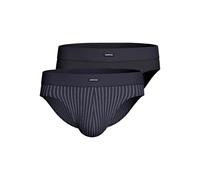 IMPETUS Mens Cotton Stretch Comfort 2 Pack Brief, Soft Comfortable Underpants, Breathable Stretch Tagless Waistband Premium Underwear, Stripe Navy/Navy Plain, Large