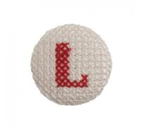Impex Cross Stitch Alphabet Letter Buttons Red on White Letter L - per Button