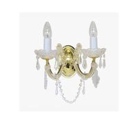 Impex Lighting Impex Marie Theresa 2 Light Wall Fitting In Gold Finish Trimmed With Strass Crystals