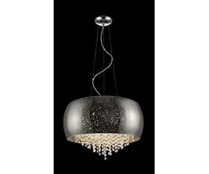 Impex Luna 5 Light Chrome Crystal Pendant Ceiling Light
