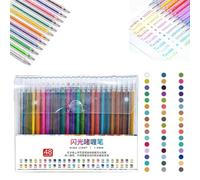 Implementarch Glitter Gel Pen Set 1.0mm Fine Tip Color Flash Drawing Pens Sparkle Ink Rollerball Markers Scrapbooking Journaling Coloring Classroom Office Note Taking Doodle Art Supplies(48 Colors)