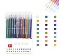 Implementarch Glitter Gel Pen Set 1.0mm Fine Tip Color Flash Drawing Pens Sparkle Ink Rollerball Markers Scrapbooking Journaling Coloring Classroom Office Note Taking Doodle Art Supplies(24 Colors)
